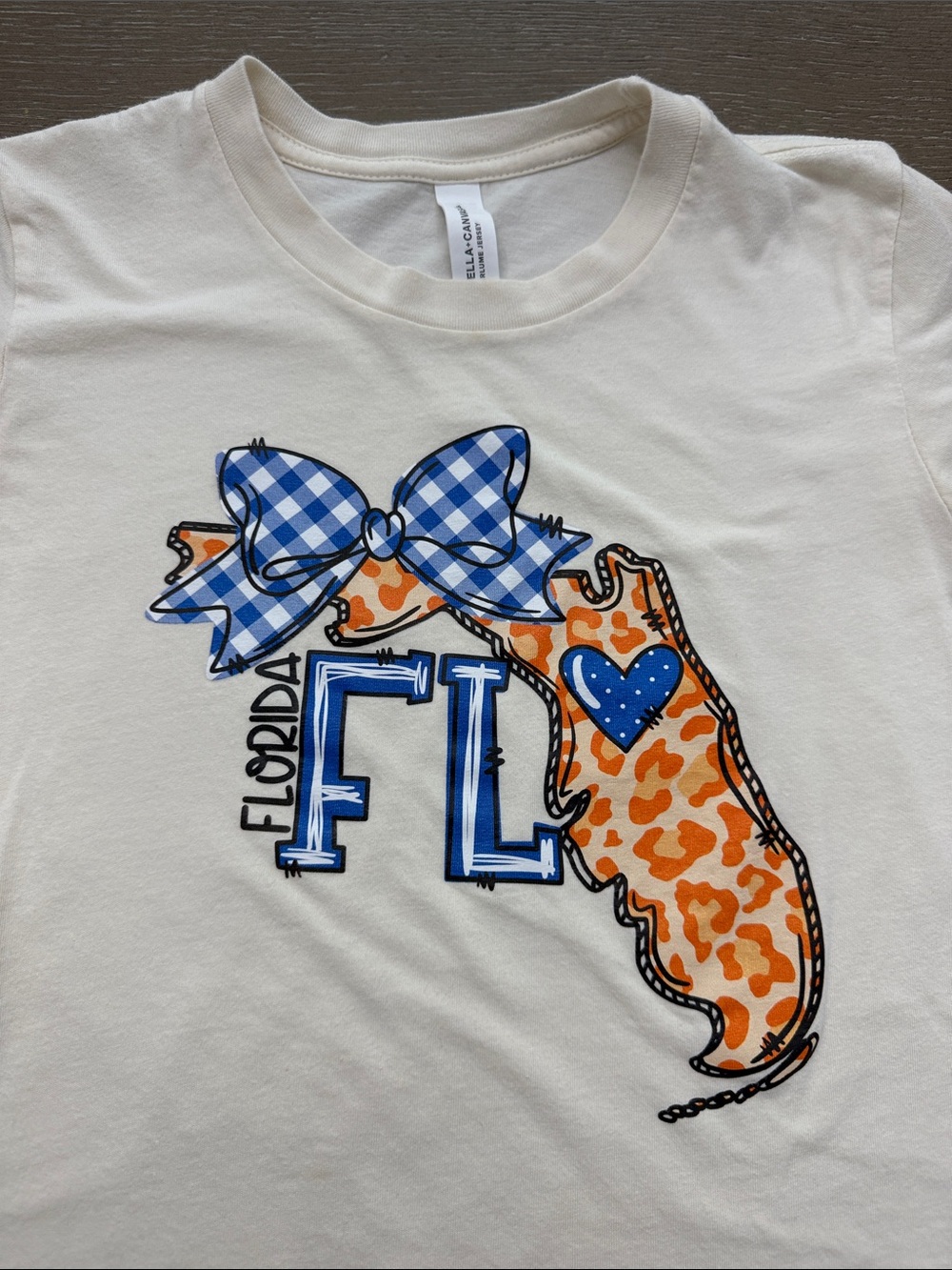 Kids Cream University of Florida Gators 🐊 Graphic Tee with Blue & Orange Accents